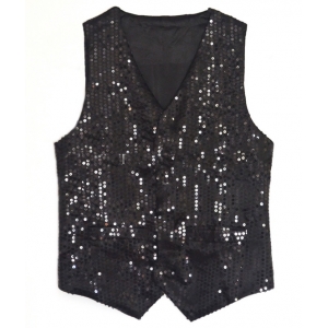 Black Sequin Vest - Mens 70s Disco Costumes